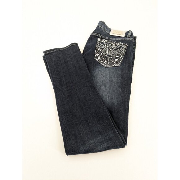 Montana Straight‎ Jeans Women's Size 11/12 Blue Stretch Distressed/Embellished - Picture 3 of 9